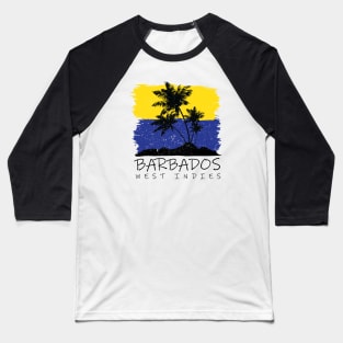 Barbados National Colors with Palm Silhouette Baseball T-Shirt